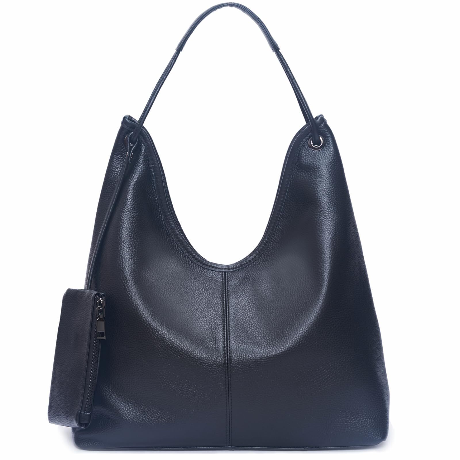 1428 Hobo Bags Leather Slouchy Hobo Shoulder Purse Large Black Handbag